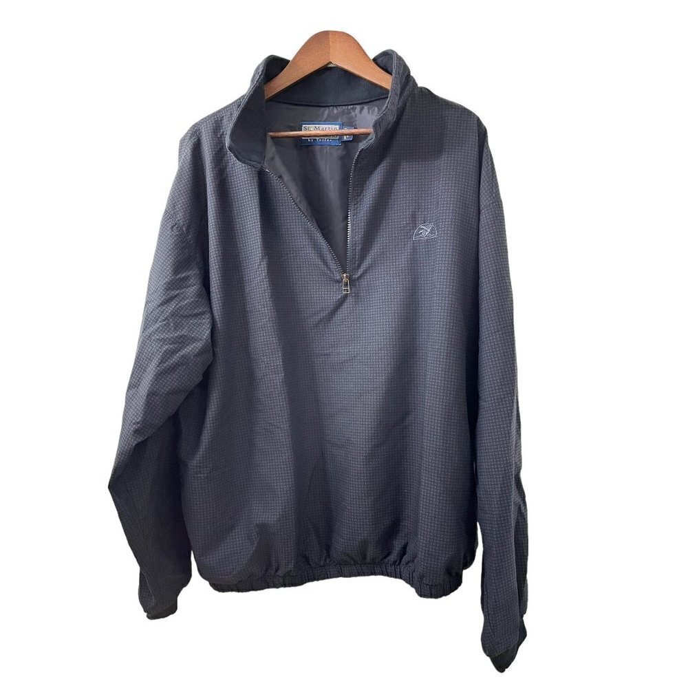 St Martin Collection by Turfer Black Half Zip Windbreaker Golf Vintage